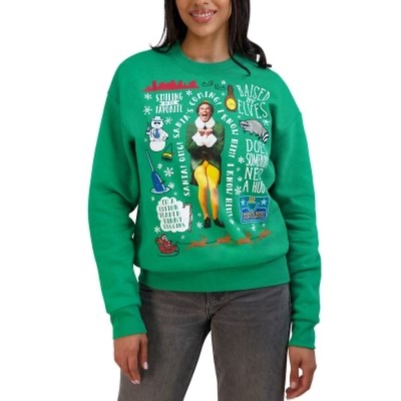 Talking Buddy the Elf Ugly Christmas Sweatshirt with Voice Sound Box, Size XL - Picture 3 of 10